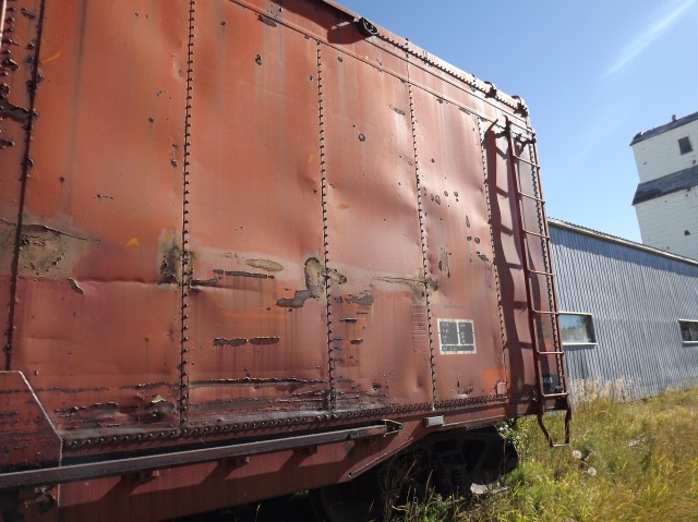Rusty and dented boxcar