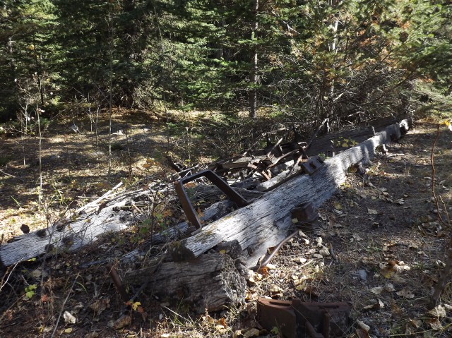 A flat car, found just off the old railway roadbed.
