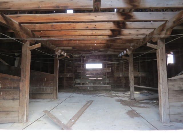 Inside a barn