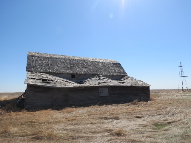 Collapsing old barn