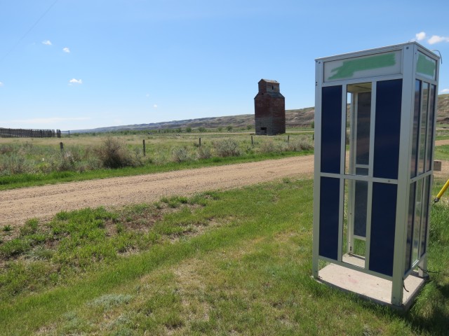 Phone booth and grain elevator