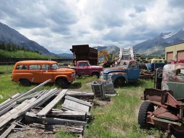 Yard with old trucks