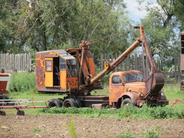 REO truck and excavator