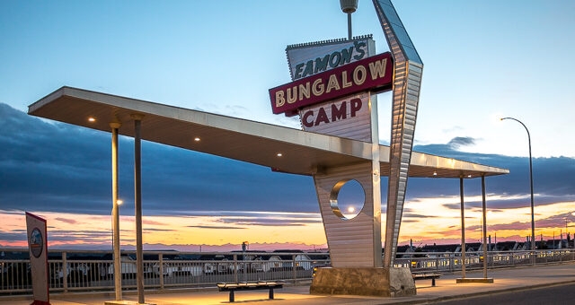 Eamon's Bungalow Camp Sign