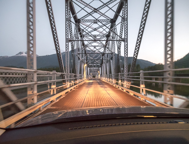 Crossing Big Eddy Bridge